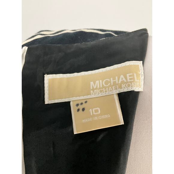 MICHAEL KORS Sheath Dress NWT NEW Black White 10 Art Retro Print Career Pockets - Picture 8 of 11